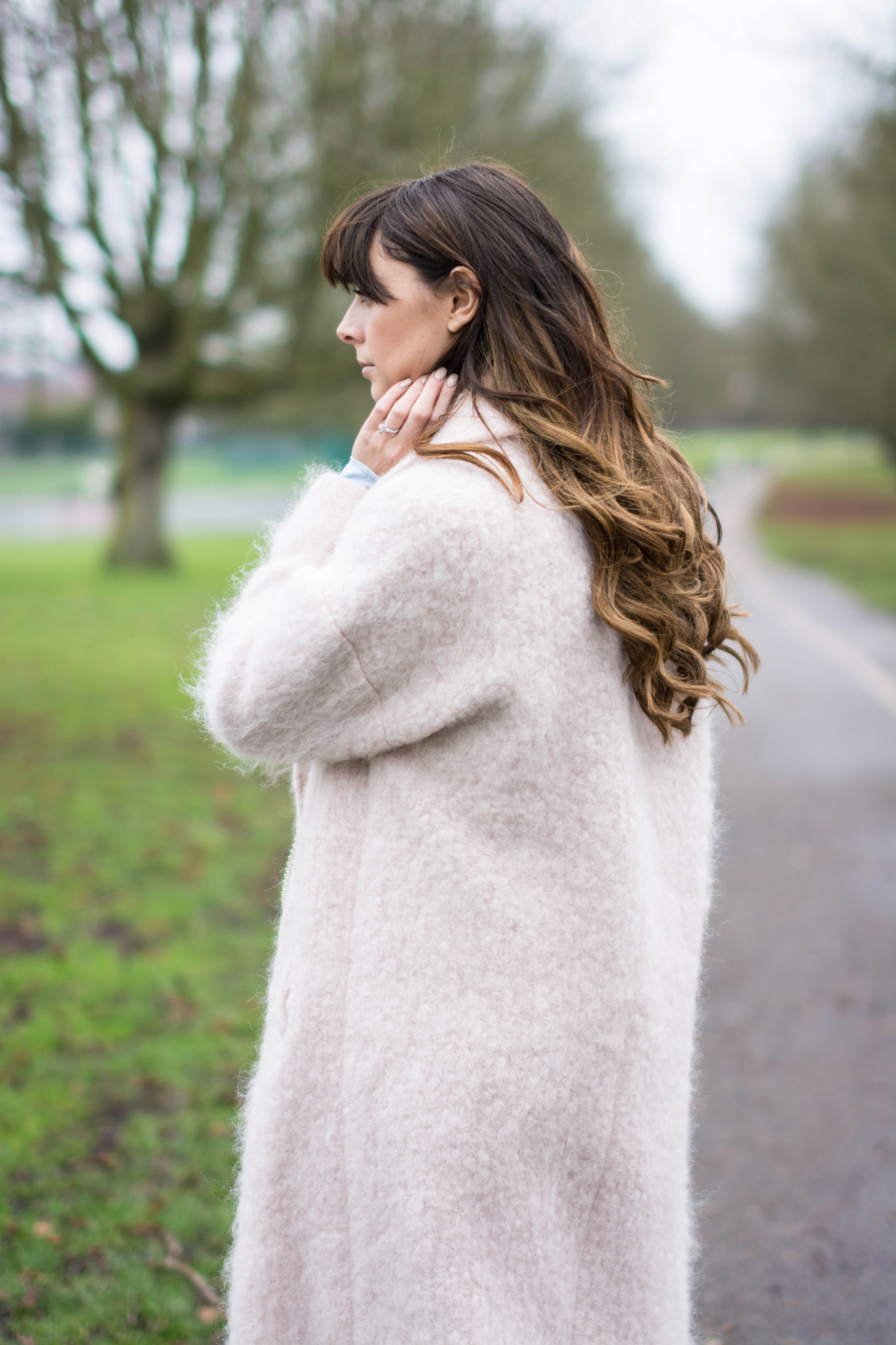 EJSTYLE - River Island pink teddy coat, Beauty Works Balayage hair extensions jack howard, fashion blogger