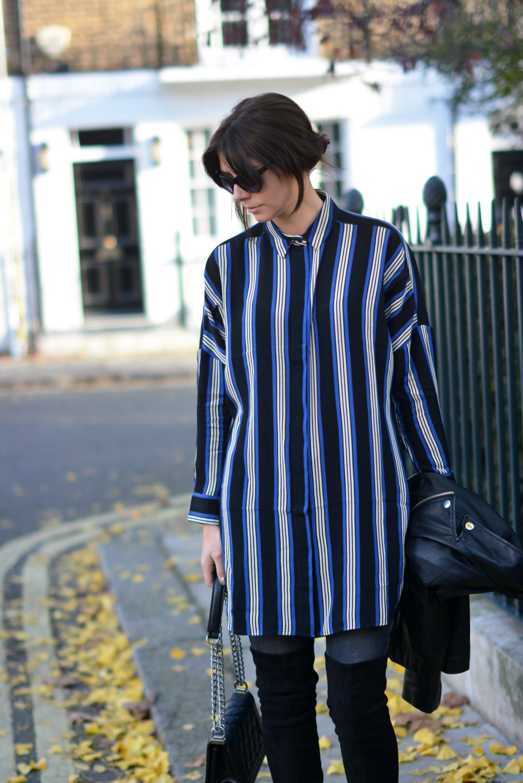EJSTYLE - Topshop striped grandad shirt dress