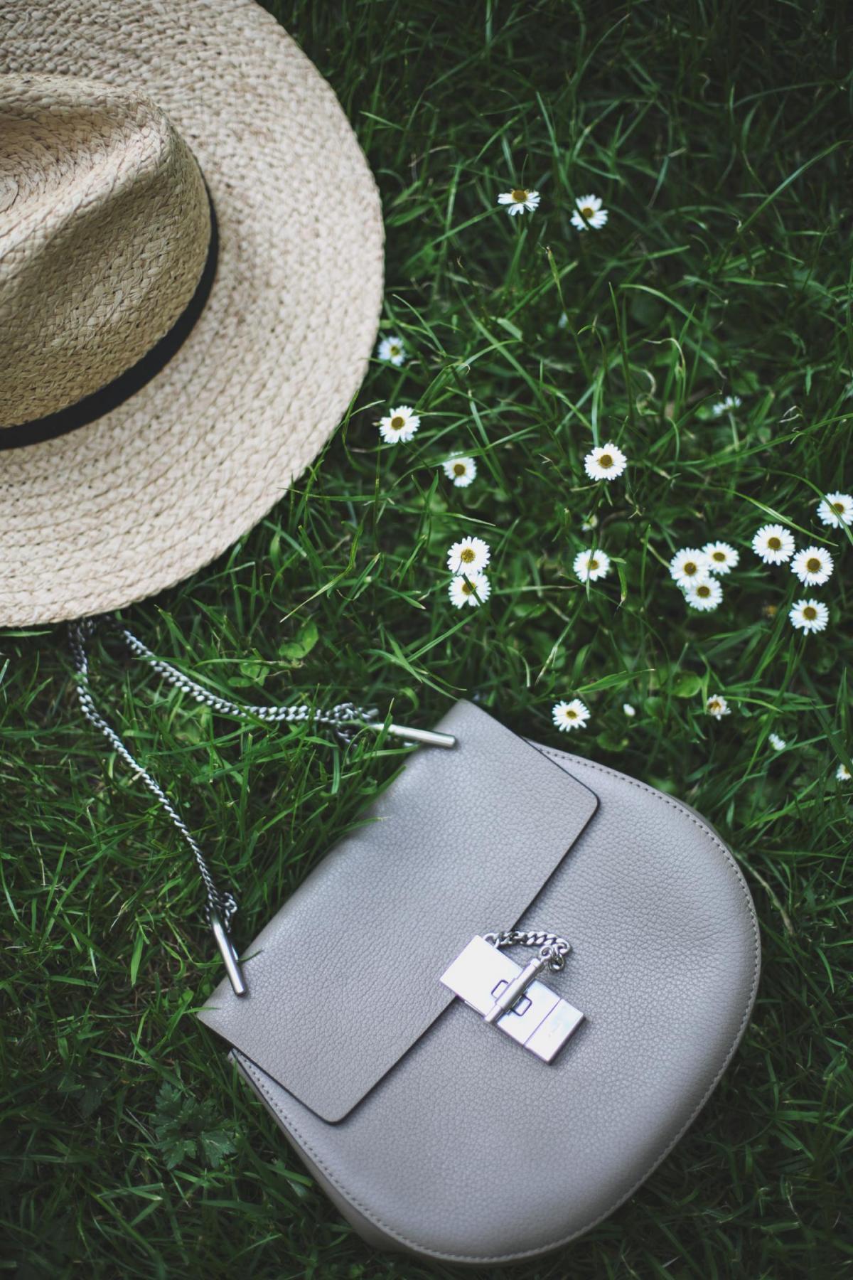 chloe drew in grey & silver, straw fedora hat, summer accessories