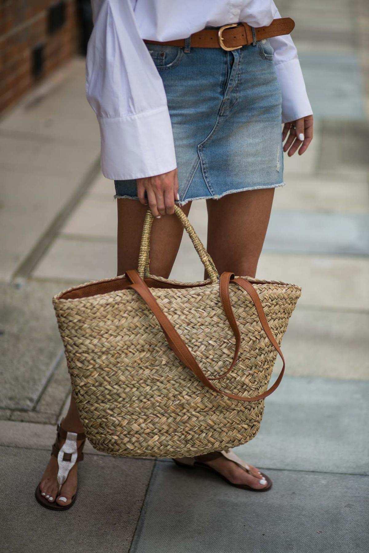 white shirt, denim skirt-3