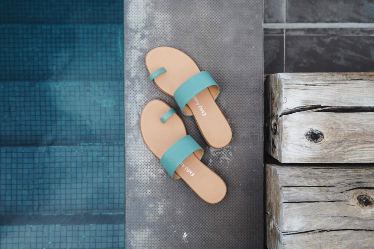 turquoise leather sandals