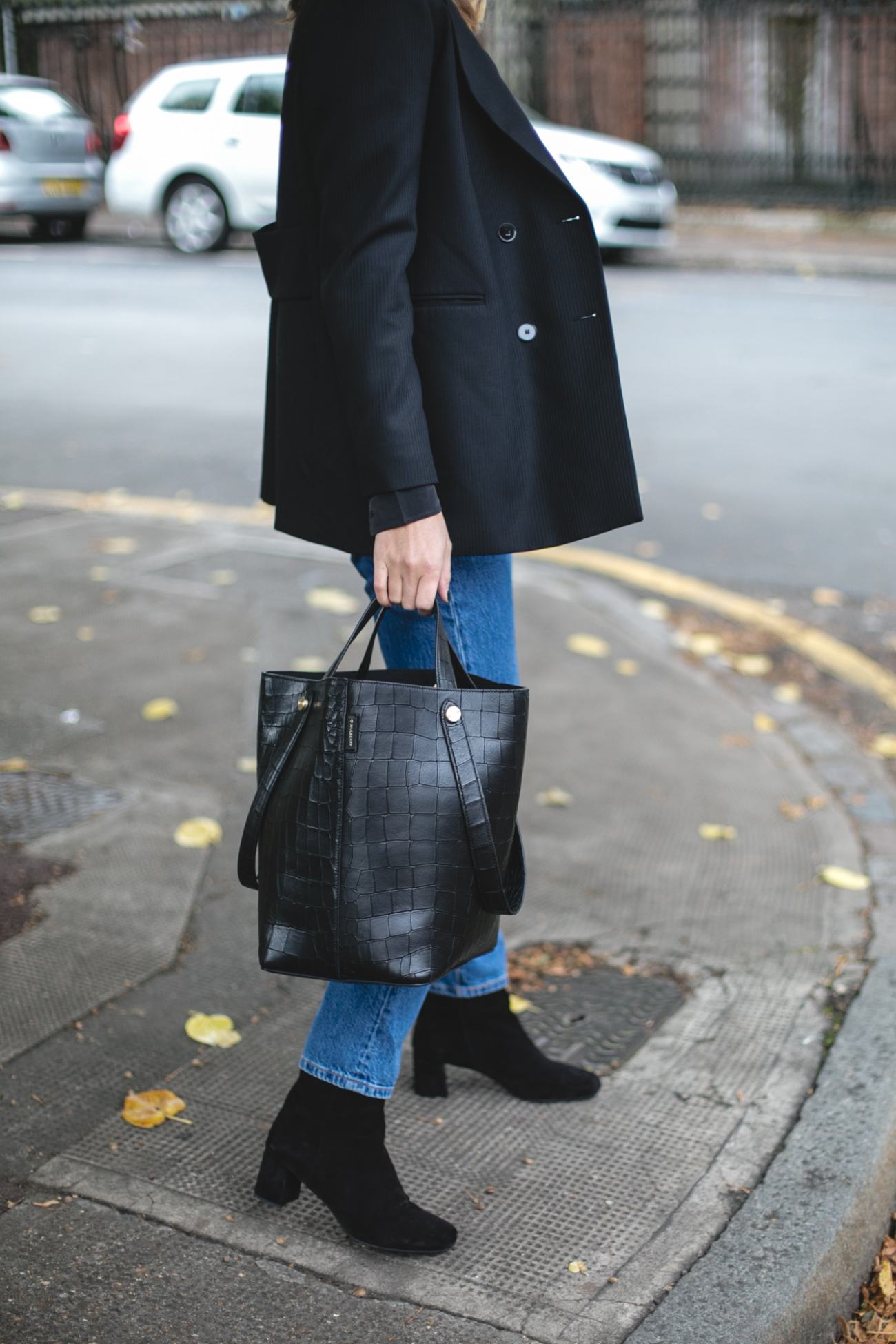 Autumn Wardrobe Staples | Emma Hill wears Prada black ankle boots