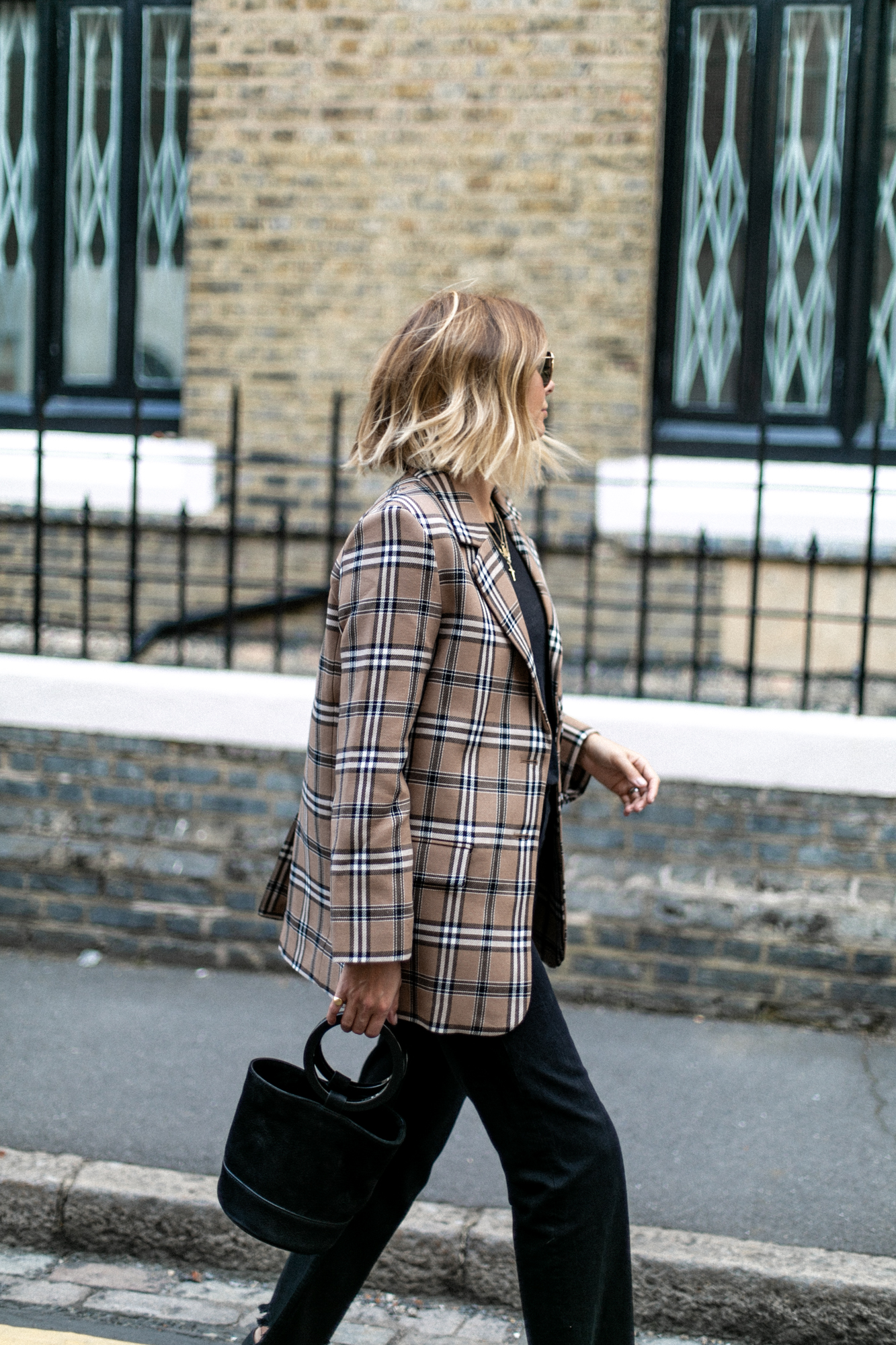 Checked on sale blazer style