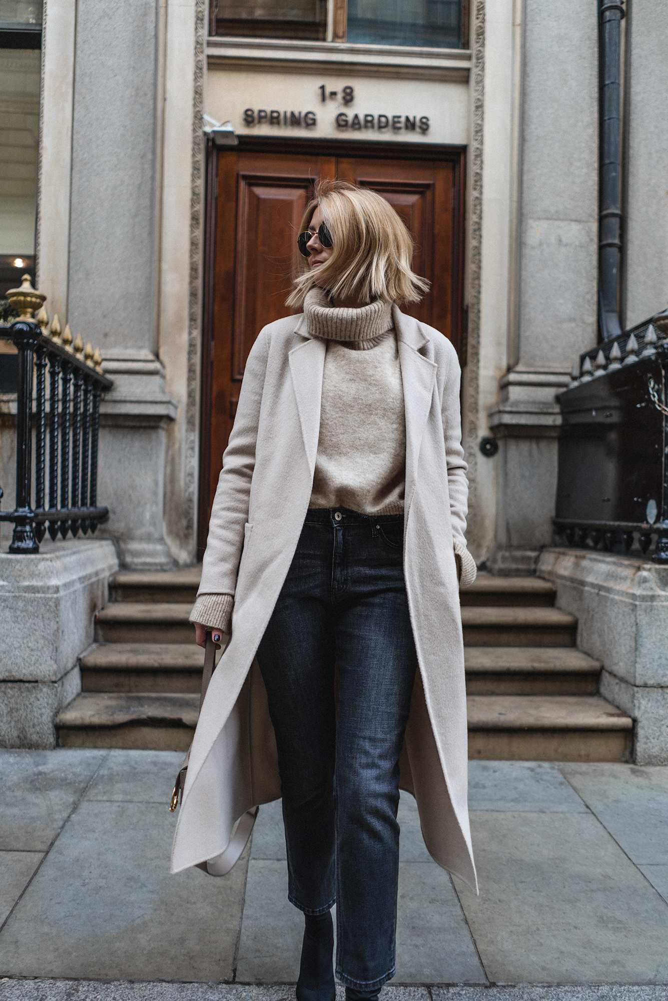 sezane cream coat, new bob hair-4