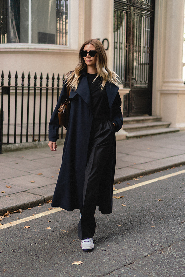 Navy On Black Emma Hill, Navy Trench Coat With Hood
